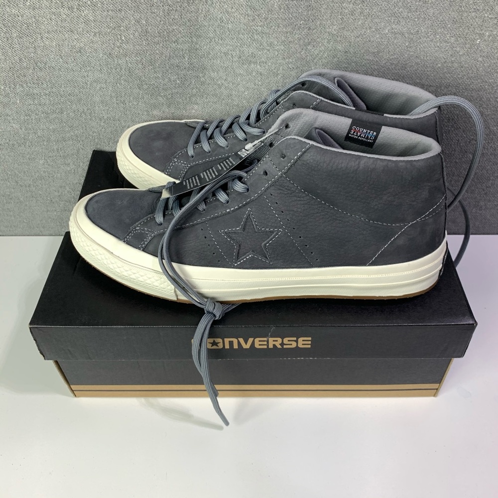 New gray leather converse